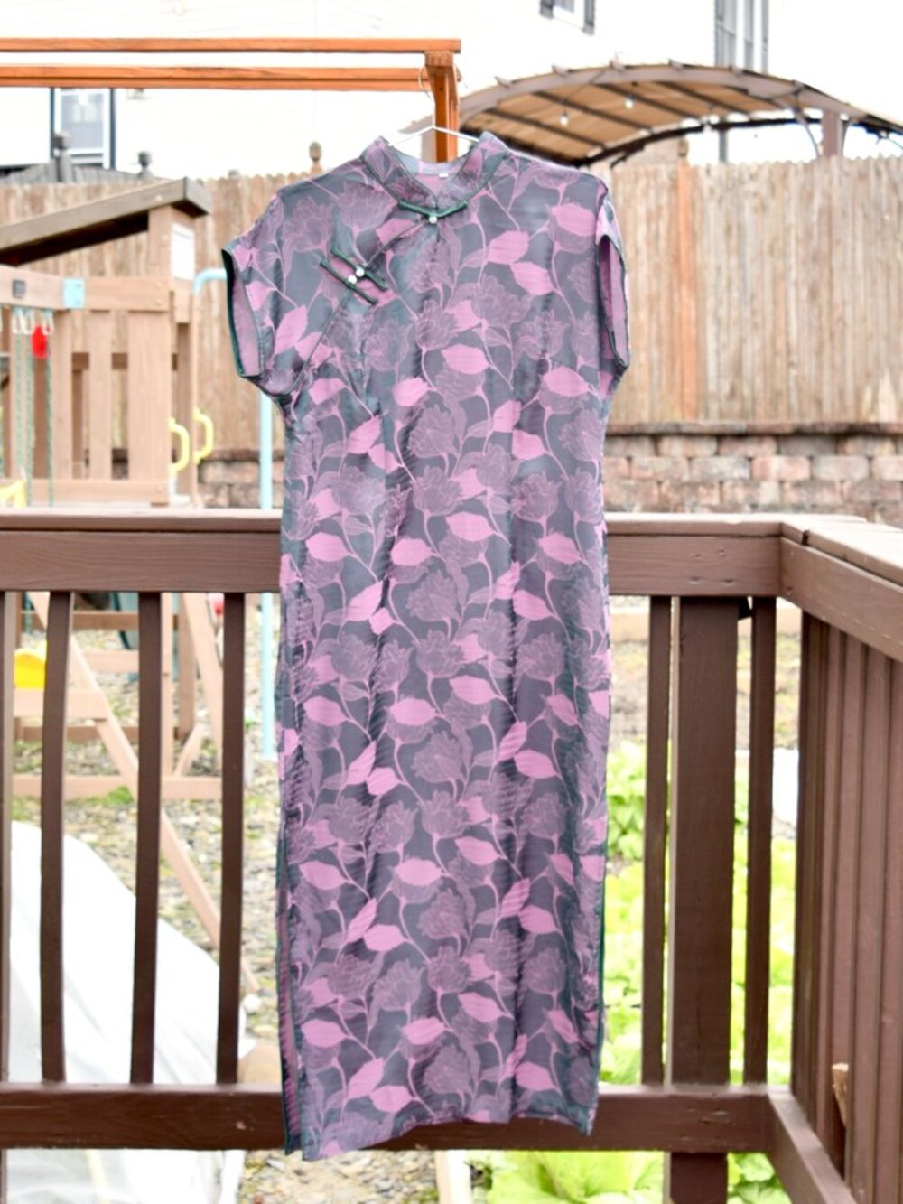 Purple Gray Flora Qipao Long Dress - Chinese Traditional Cheongsam